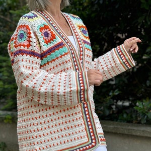 Granny Square Crochet Cardigan: Custom Cotton Yarn Knit