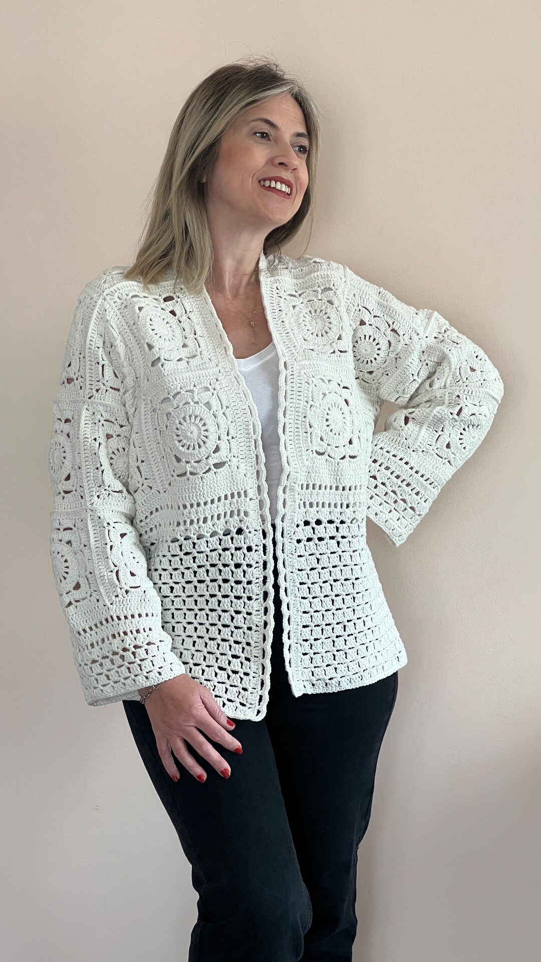 Cropped Cardigan Crochet Wool