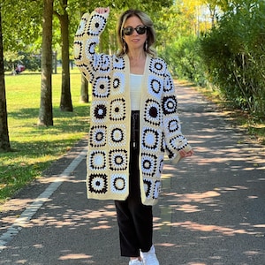 Granny Square Crochet Cardigan: Custom Cotton Yarn Knit