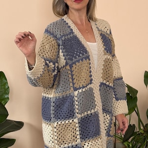 Granny Square Crochet Cardigan: Custom Cotton Yarn Knit