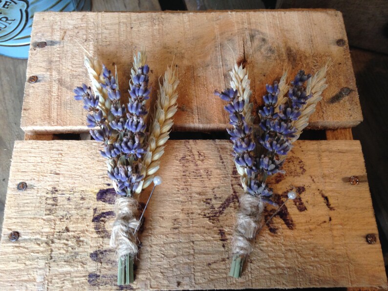 Dried English Lavender & Wheat Buttonhole Boutonniere Rustic Etsy