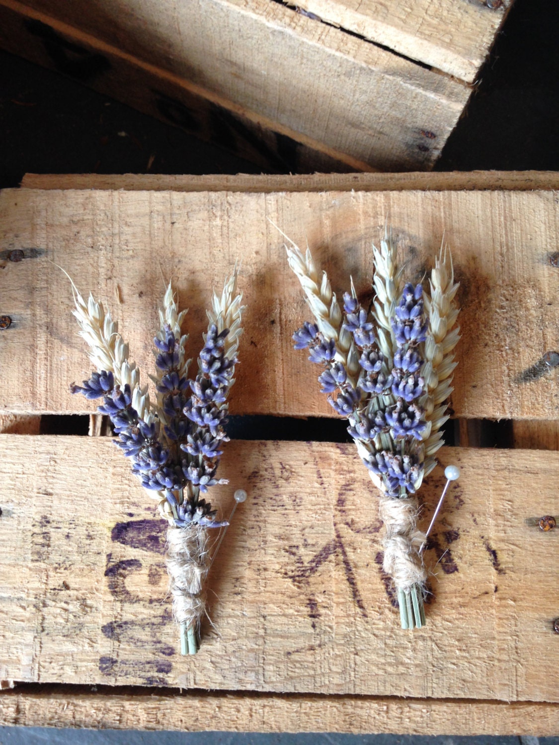 Dried English Lavender & Wheat Buttonhole Boutonniere Rustic Etsy