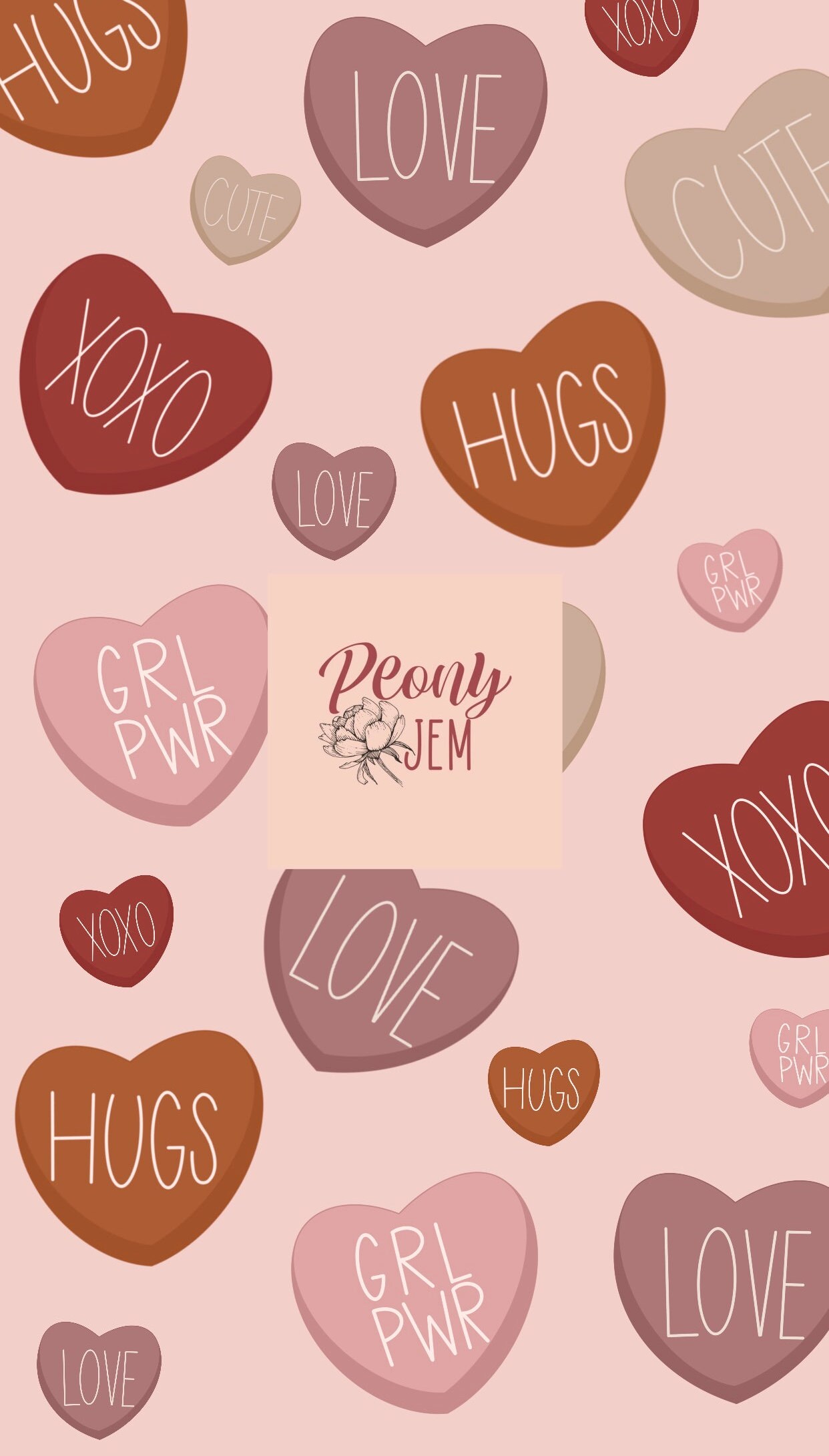 Valentine // iPhone wallpaper // conversation hearts // aesthetic //  smartphone background