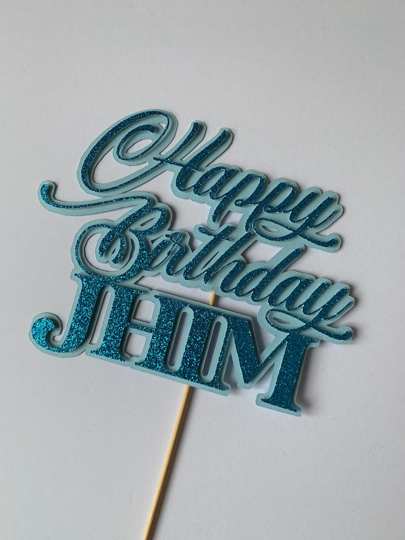Happy Birthday Cake Topper Blue