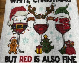 Christmas wine microfiber kitchen towel.