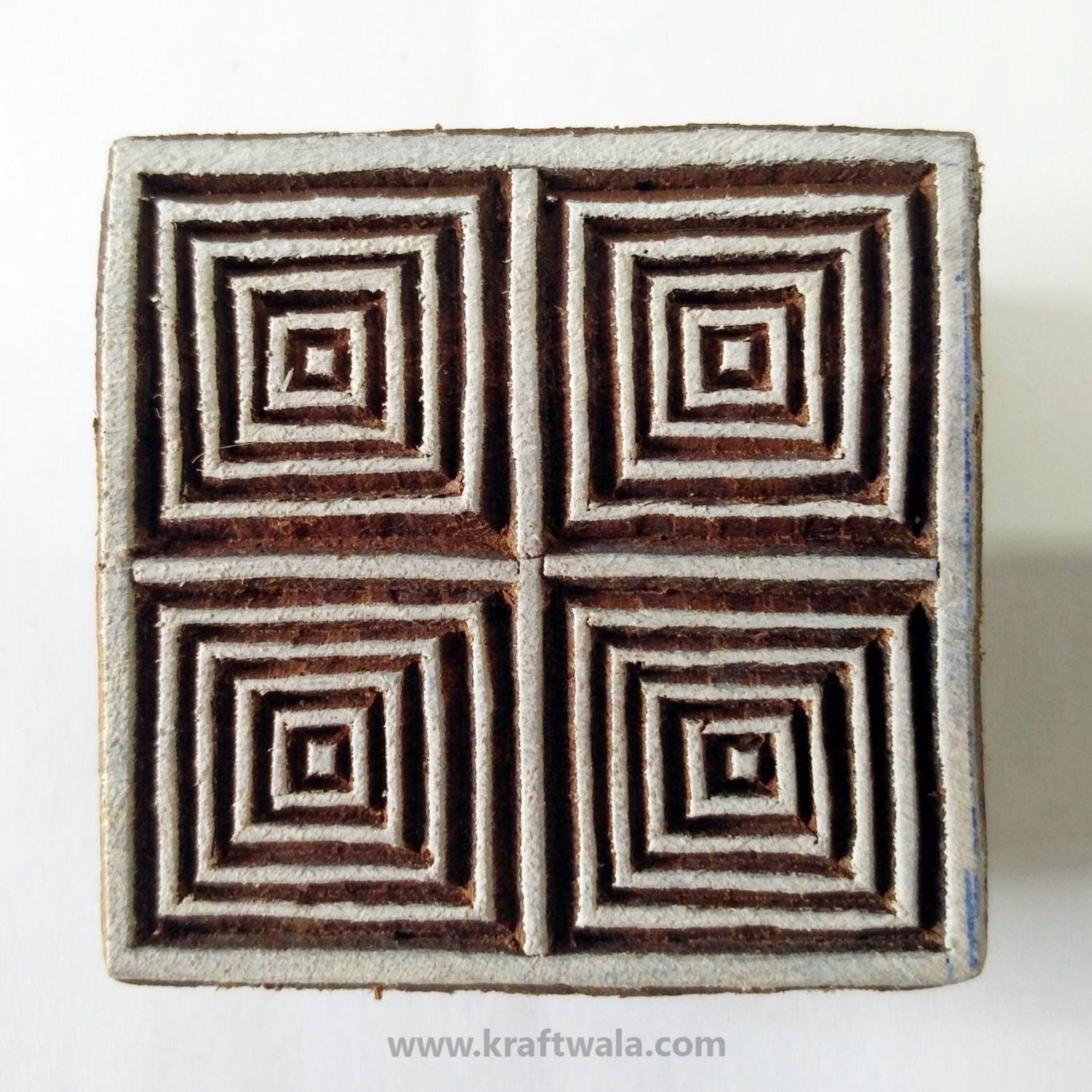 Indian Print Stamp Brass Square Shapes Wooden Clay Block 