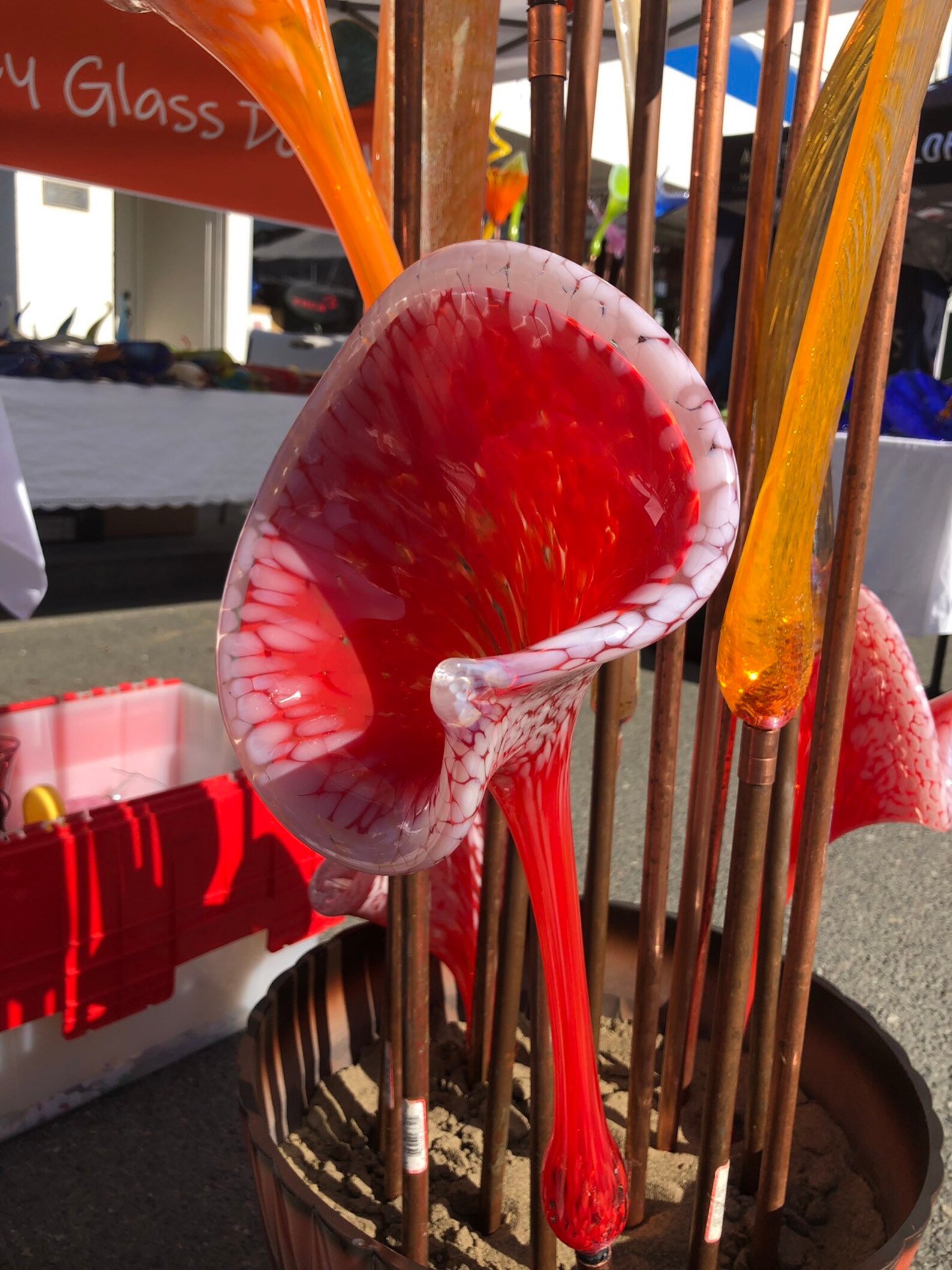 Yard Art Glass Yard Art Blown Glass Lilies Etsy