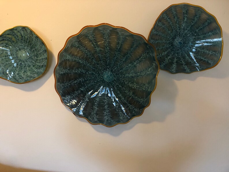 Glass Wall Plates Beautiful Blue Witg Bronze Detailing