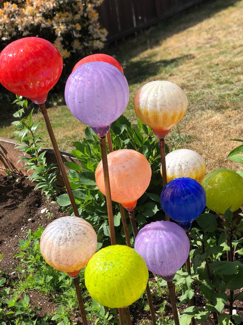 Beautiful Hand Blown Glass Yard Art balloons yard Art Etsy