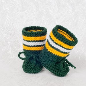 Green Bay Packers Inspired Baby Boots - Knitted Baby Booties-Football Baby Boots -Baby Gift Idea - Pregnancy Announcement