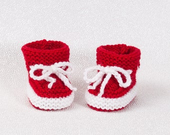 Detroit Red Wings Inspired Baby Booties - Hockey Baby Boots - Knitted Baby Boots - Baby Shower Gift - Pregnancy Announcement
