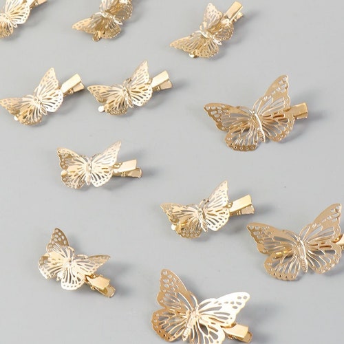 Gold Hollowed Butterfly Clips 12 Pcs Hair Decor Jewelry 3D - Etsy