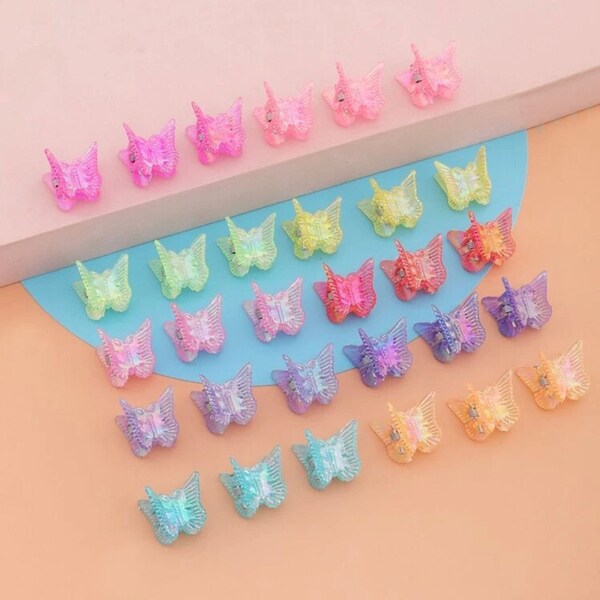 90s Butterfly clips set - Small Rainbow Colored iridescent 90s Butterfly Clips Y2K