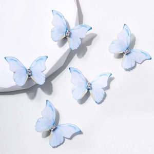 Light blue Butterfly Clips set, toddler clips, Monarch 3d butterfly fairy clips, hair clips, photoshoot accessories, Easter clips