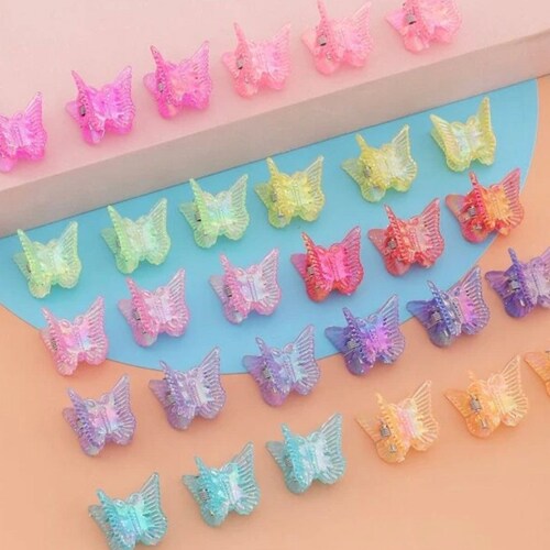 90s Butterfly Clips Set Small Rainbow Colored Iridescent 90s Etsy