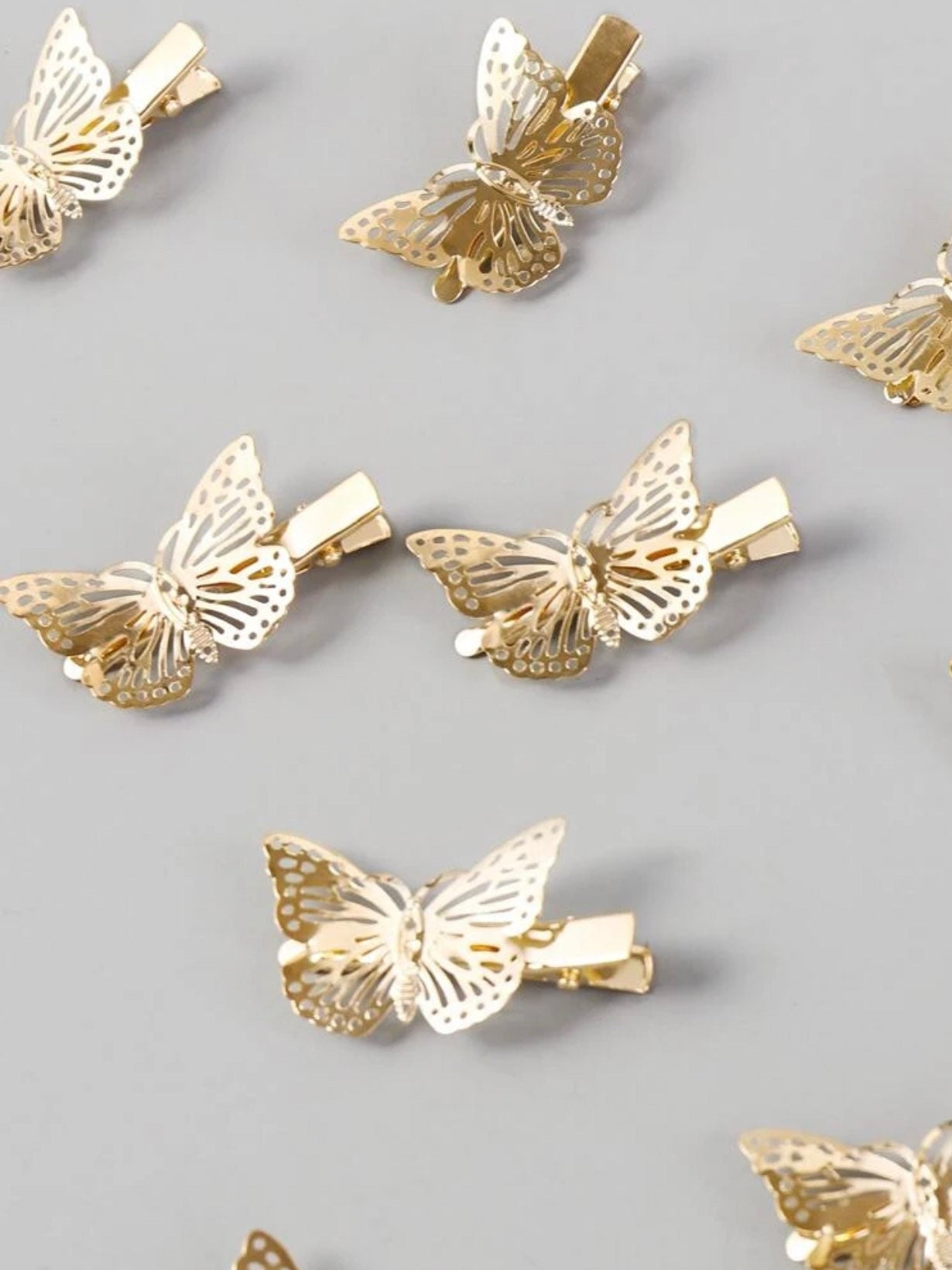 Gold Hollowed Butterfly Clips 12 Pcs Hair Decor Jewelry 3D - Etsy