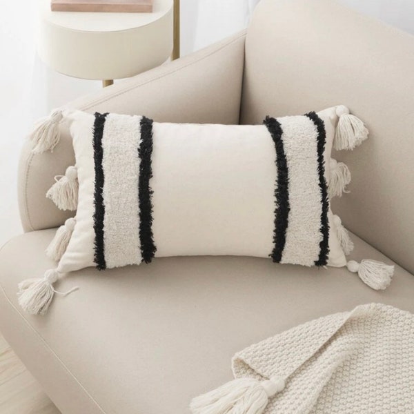 Ivory and Black Lumbar Pillows Etsy