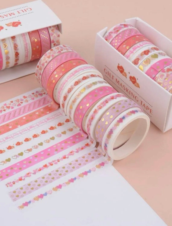 Valentine Washi Tape Set, Pink, Red & Heart Washi Tape 10 Rolls, Junk  Journal, Ephemera, Scrapbooking, Crafts 