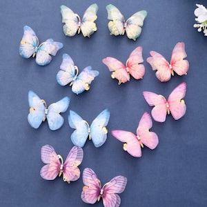 Butterfly Gold clip set, Variety of Colors-12 pcs- fairy mermaid photoshoot accessories, summer clips, 3D butterfly clips