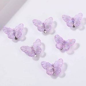 Cute Purple Butterfly clips- clear light purple lilac butterfly hair 90s clips, hair accessories, toddler clips, fairy photoshoot