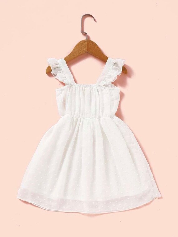 The Savannah Dress White Swiss Dot Ruffle Toddler Girl Summer