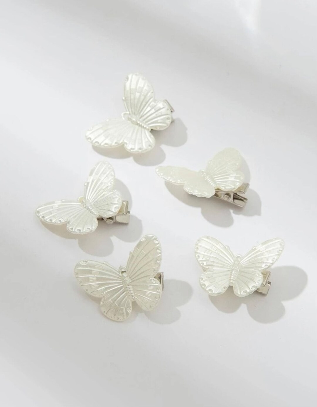Ivory White Butterfly Clips Opal Iridescent White Butterfly Hair 90s