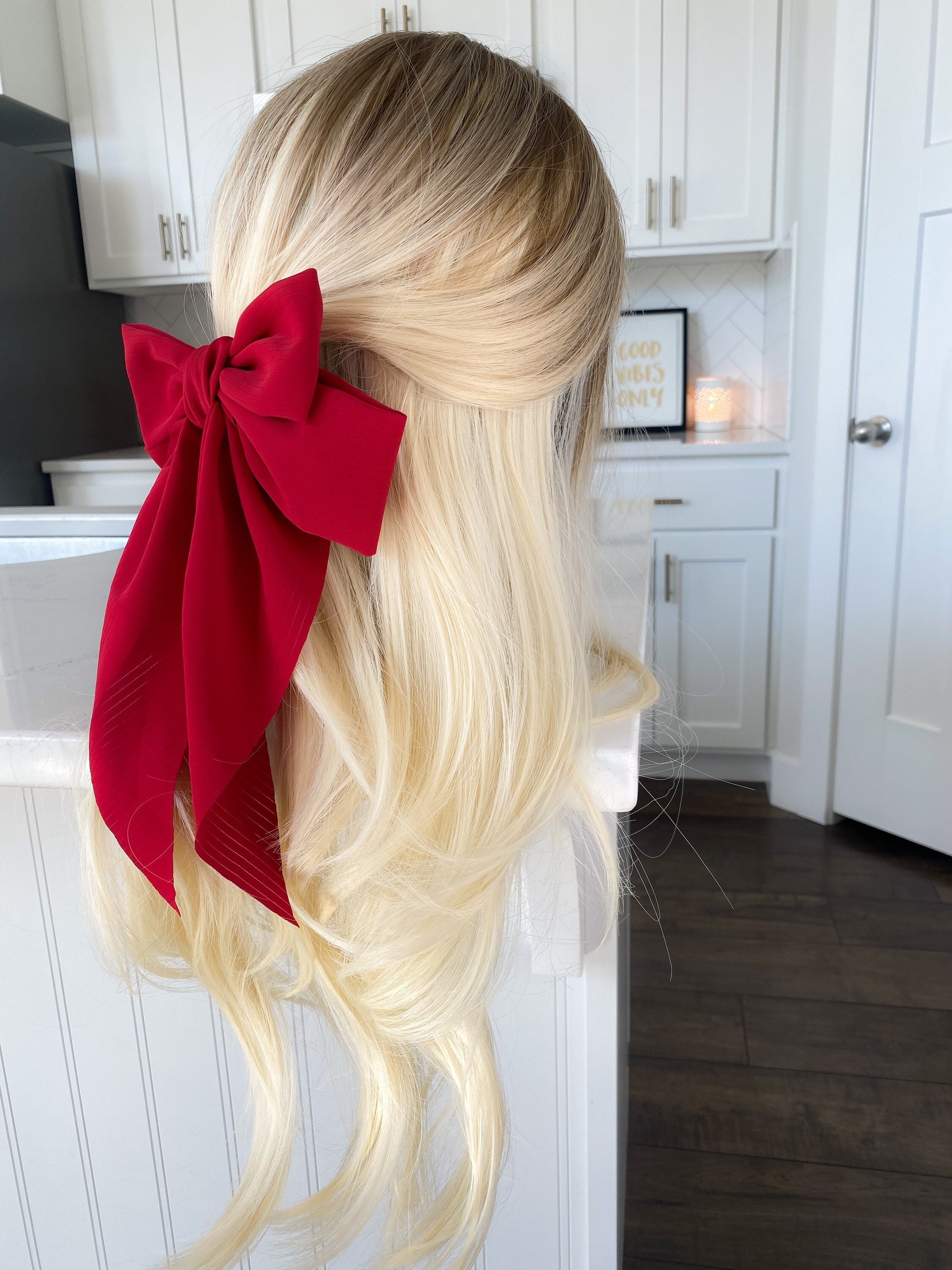 Bohend Big Hair Bows Red Hair Bow with Long Ribbon Rhinestone  Hair Clips Velvet Bow Party Hair Accessories for Women and Girls : Beauty &  Personal Care