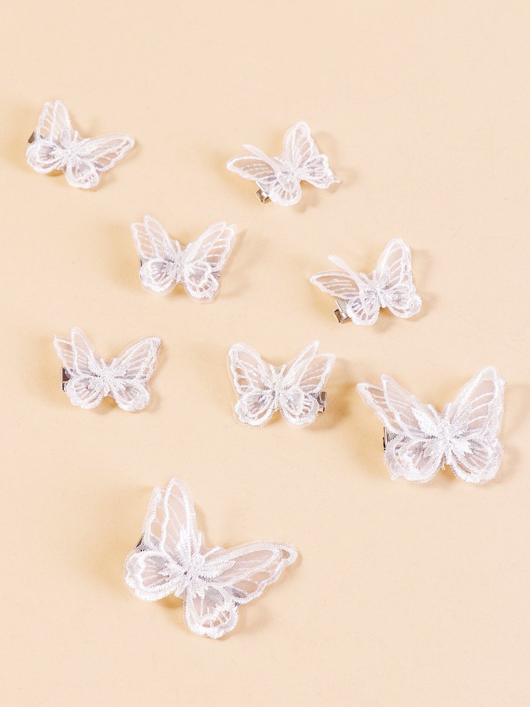 Pearl White Butterfly Clips 8 Pcs - Etsy