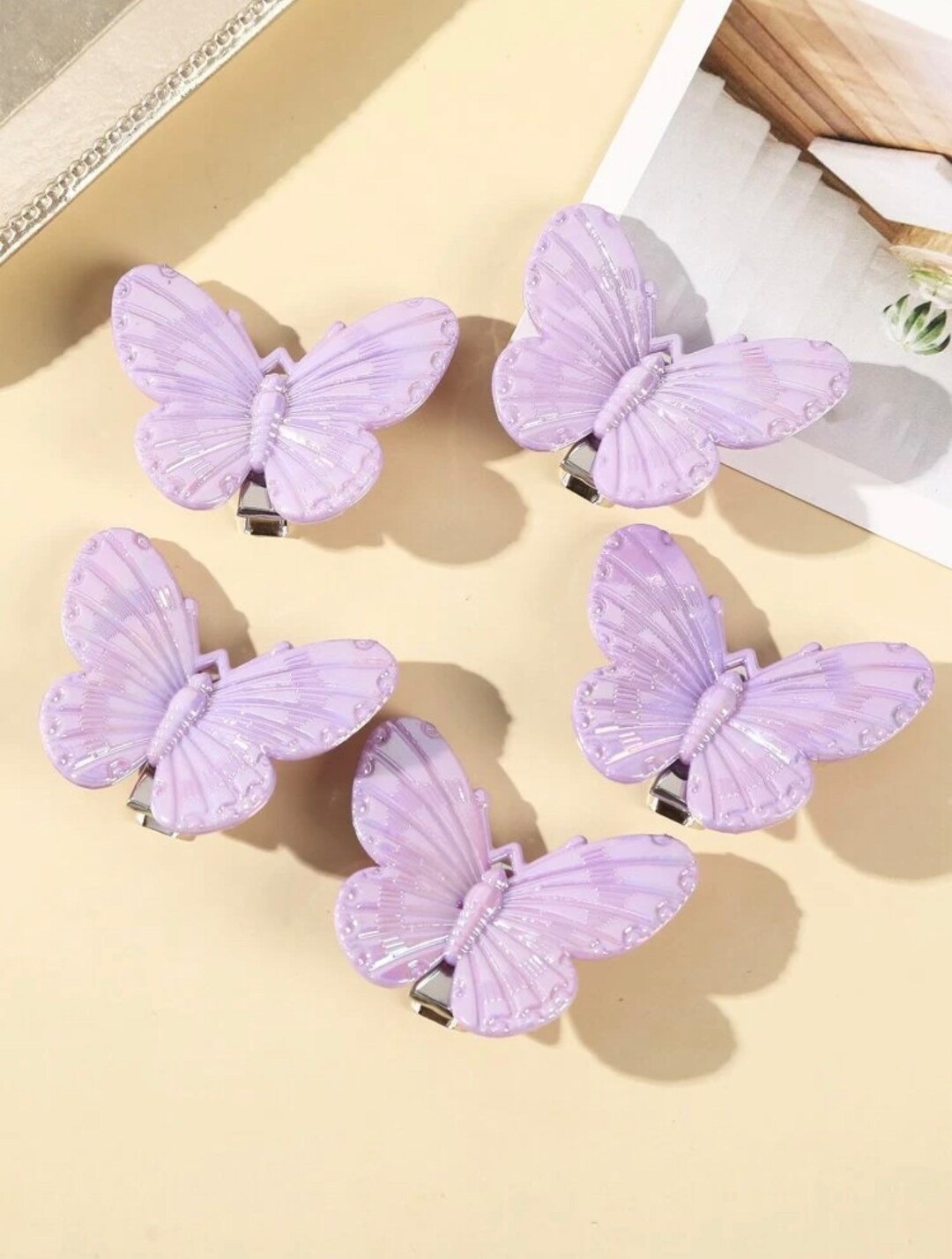 Cute Purple Butterfly Clips Opaque Light Purple Lilac Etsy