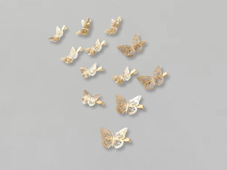 Gold Hollowed Butterfly Clips 12 Pcs Hair Decor Jewelry 3D Etsy