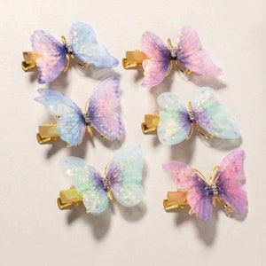 Sugarplum Fairy butterfly clips set in Purple & Blue Butterfly clips, fair clips, butterfly photoshoot, hair accessories, butterfly dangles