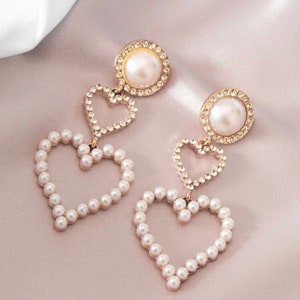 Heart pearl earrings Clearance