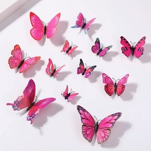 Big bold Bright neon pink Monarch Butterfly Clips- 12 pcs photoshoot. Bright neon hot pink butterflies