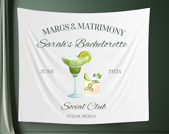 Custom Margs and Matrimony Bachelorette Party Banner