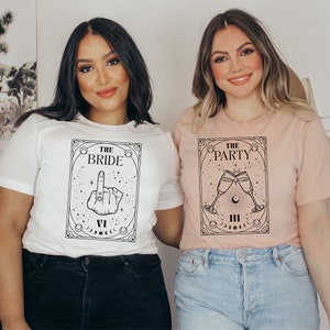 Nola bachelorette party shirts with tarot card designs