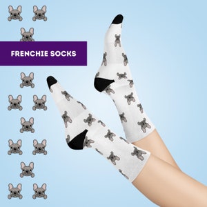 Blue French Bulldog Socks Frenchie Dog Lover Gift French Bulldog Present France Bulldog Frenchie Mom Crew Socks for Women Birthday Gift