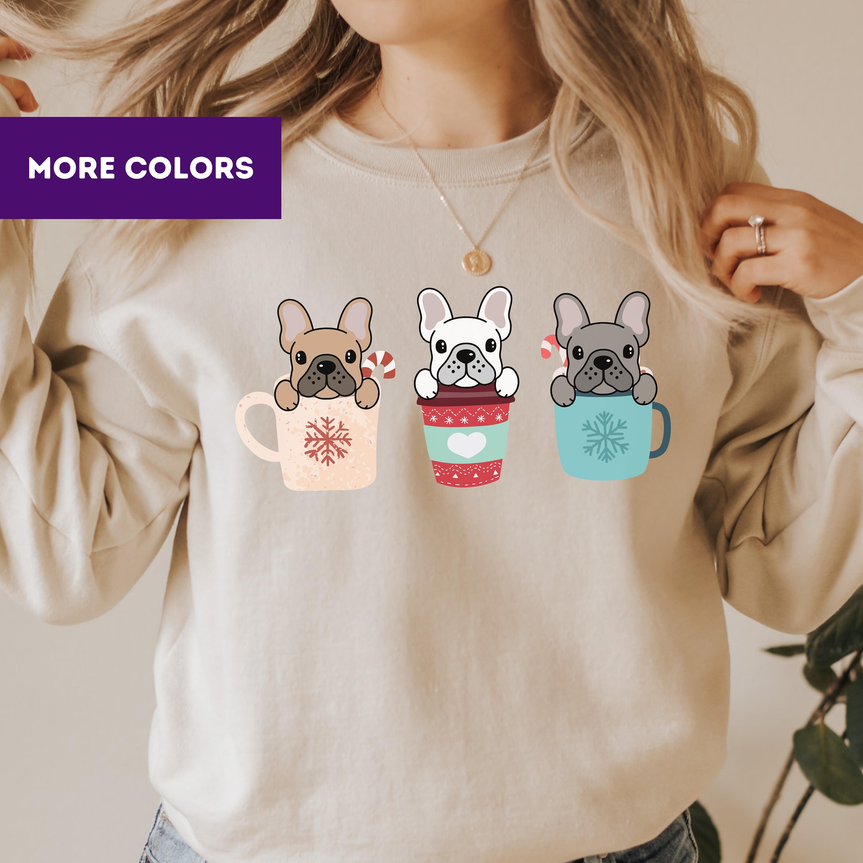 Discover Christmas Coffee Sweatshirt, Frenchie Xmas Sweater, Cute Frenchie Christmas Sweatshirt
