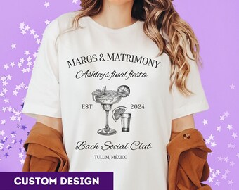 Margs and Matrimony Bachelorette, Final Fiesta Party Favors, Mexico Bachelorette Party Shirts, Bridal Party Social Club Cocktail T-Shirt