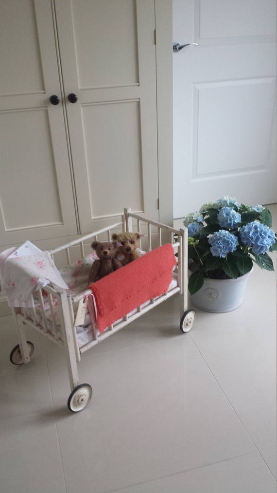 vintage wooden doll crib