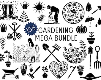 Garden SVG Mega Bundle, Spring Garden, Cottagecore SVG, Plant Bundle, Wildflower Garden, Gardener Svg Bundle, Garden clipart