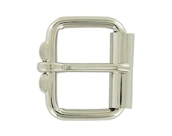 1 1/4" Nickel, Heel Bar Roller Buckle, Steel