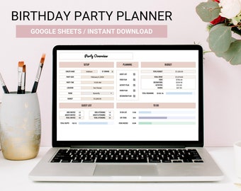 Complete Birthday Party Planner Spreadsheet, Party Expense Tracker, Digital Party Planner, Kid Party Activities, Google Sheet Template