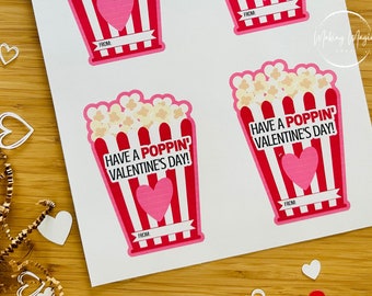 Poppin' Valentines PRINTABLE, Popcorn Valentines, Valentine's Day Card, Kids Classroom Valentines, School Valentines, DIY Instant Download