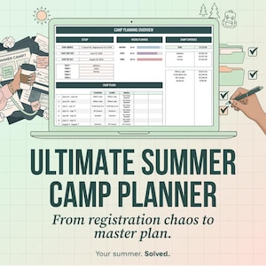 Planilha definitiva para planejamento de acampamento de verão, controle de despesas do acampamento, planejador digital de acampamento, cronograma de atividades infantis, modelo do Google Sheets