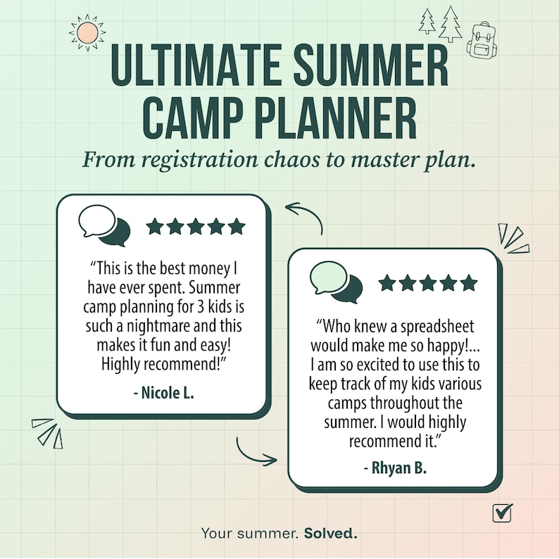 Ultimate Summer Camp Planner Spreadsheet, Camp Expense Tracker, Digital Camp Planner, Kid Activity Schedule, Google Sheet Template image 2
