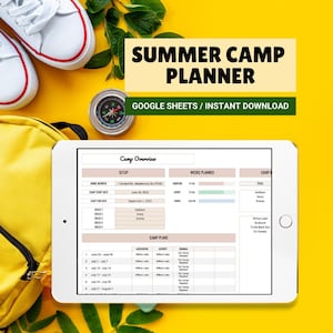 Ultimativer Sommer Camp Planner Tabelle, Camp Expense Tracker, Digitaler Camp Planner, Kid Aktivitätszeitplan, Google Sheet Vorlage