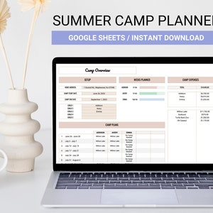Complete Summer Camp Planner Spreadsheet, Camp Expense Tracker, Digital Camp Planner, Kid Activity Schedule, Google Sheet Template image 1