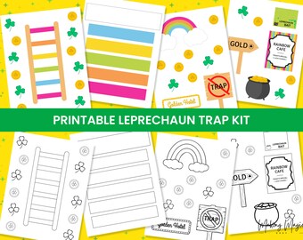 PRINTABLE Leprechaun Trap Kit, DIY, St Patrick&#39;s Day Craft, St Patty&#39;s Day Kids Activity, Leprechaun Bait, Pot of Gold