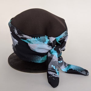 Turquoise and Gray Pattern Tie Back Hat,Hospital Hat, Chef Hat, scrub cap, nurses hat, doctor hat, adjustable hat, bamboo hat