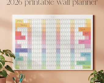 2026 Rainbow School Wall Planner Calendar: A1 A2 A3 (Digital Download) School Planner, Yearly Planner, Printable planner